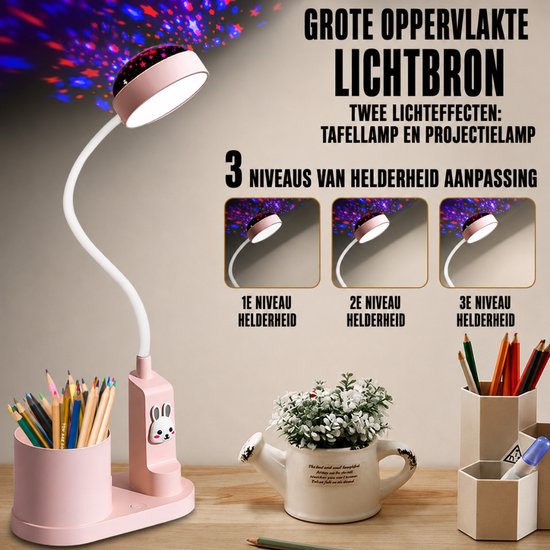 QUOVO® Bureaulamp Kinderkamer - Bureaulamp Roze - Tafellamp Kinderkamer - Roze - 10cm x 10cm x 10cm van QUOVO® — afbeelding 3
