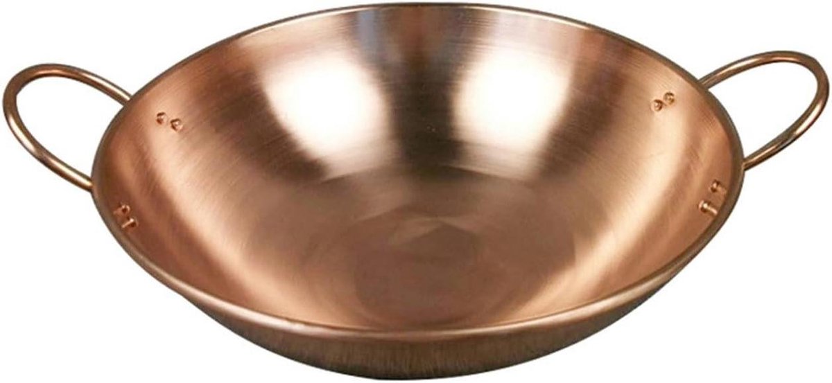 Koperen Pan Steelpan Wok Koken Thuis Dubbele Handgrepen 28 cm Koper