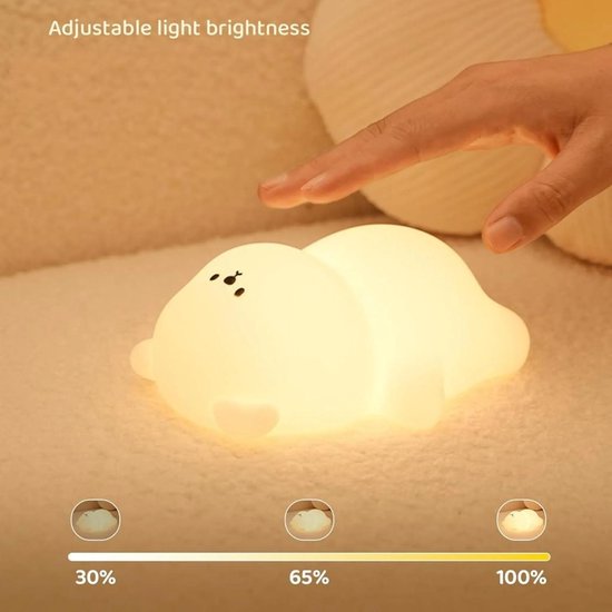 LED-nachtlampje met siliconenlamp, aanraakgevoelig ontwerp, USB-opladen, timer, 7 instelbare kleuren, draagbaar slaaphulp-/voedingslampje voor kinderkamers. — afbeelding 3