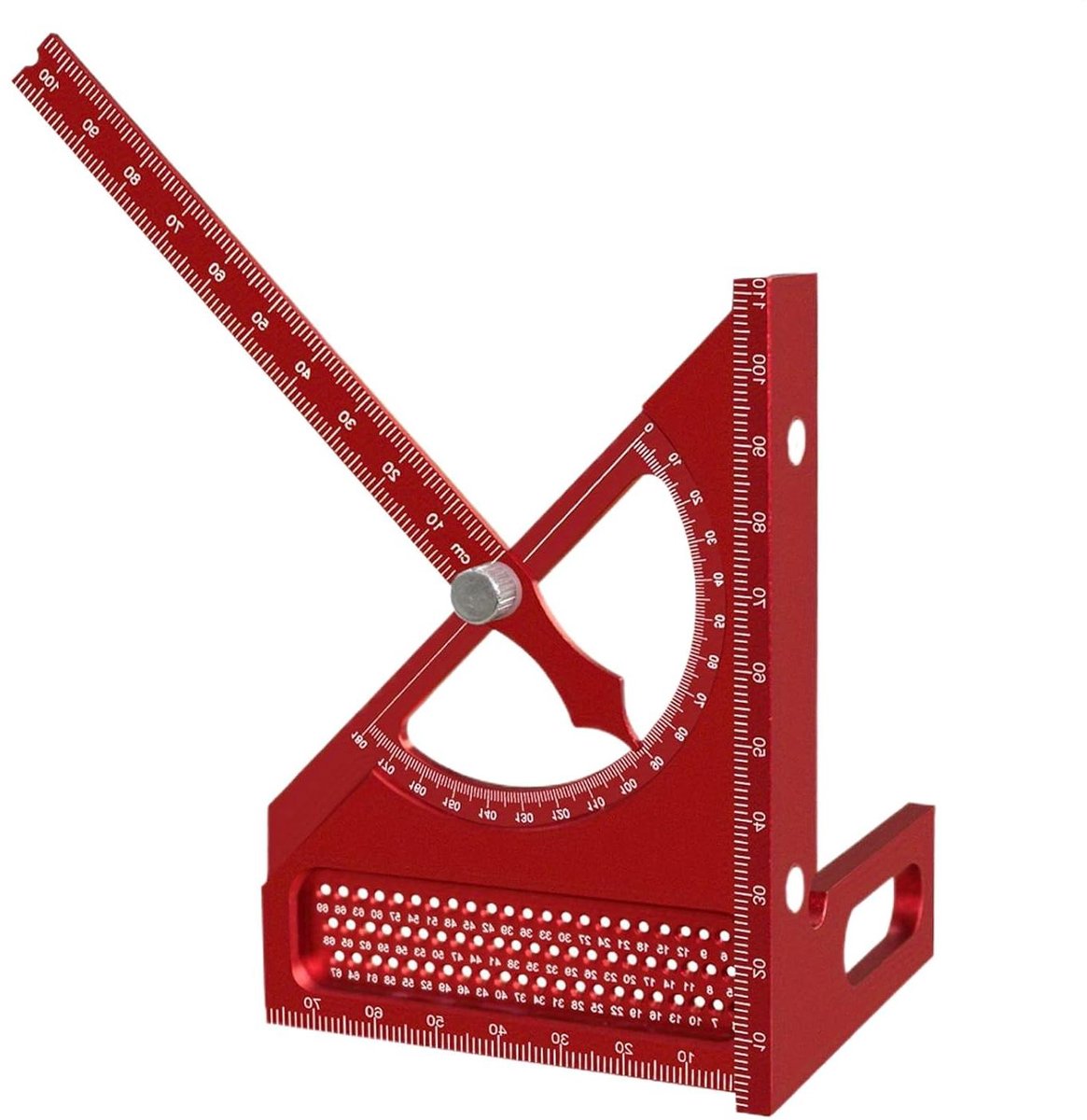 Houtgereedschap Liniaal - Gradenboog Hoekmeter - Nauwkeurig Meten - Flexibel 3D Snijden - 0-180 Graden - Rood
