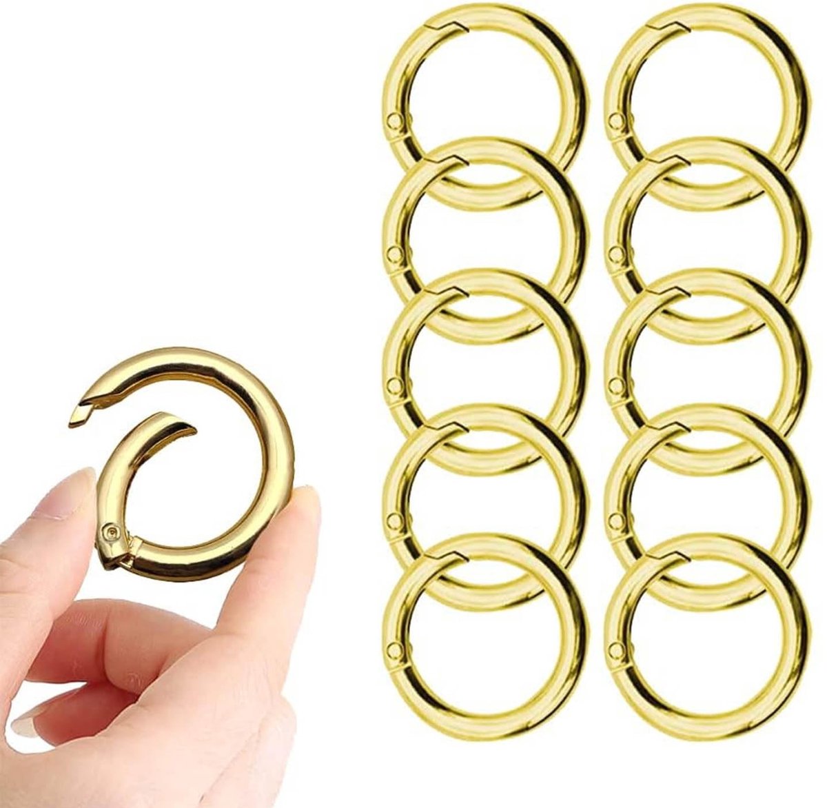 Dailygoods- Karabijnhaak - 10 Stuks - Ronde Veer Sleutelhanger - O-ringen - Gespen - Betrouwbaar Bevestigen