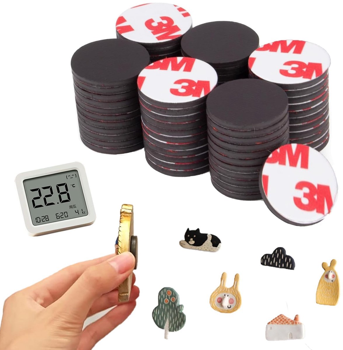 Dailygoods- Magneten Sterk - Zelfklevende Magneten - Ronde Magneten - Magneetplaatjes - 26 Stuks - Hoogwaardige Materialen - Magnetische Plakstrips