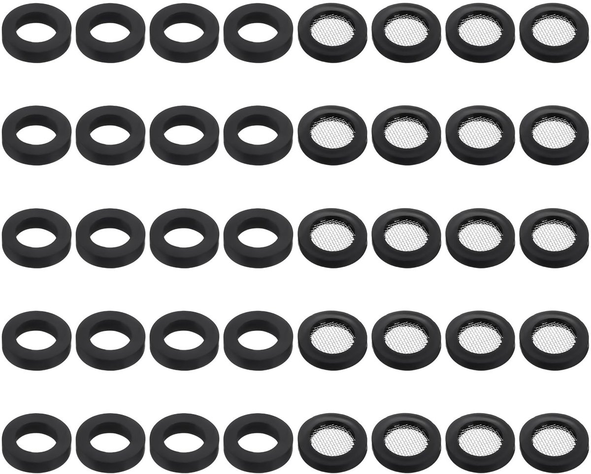 Dailygoods- Douchekop Afdichting 40 Stuks - Rubber/RVS Sealingringen - O-ring/Filternet - 1/2 Inch Douche - Schone Waterdoorstroming - Verlengt Levensduur Douchekop - Afdichtringen