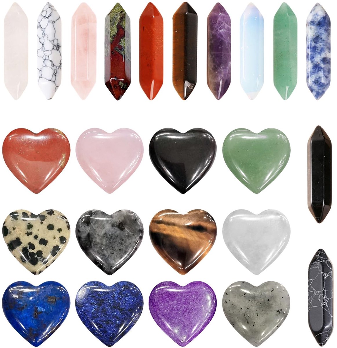 Dailygoods- Kristallen Set 24 Stuks - Helende Kristallen - Reiki Kristallen - Chakra Stenen - Meditatie Stenen - Natuurlijke Decoratie - Perfect Cadeau - Geneeskrachtige Stenen