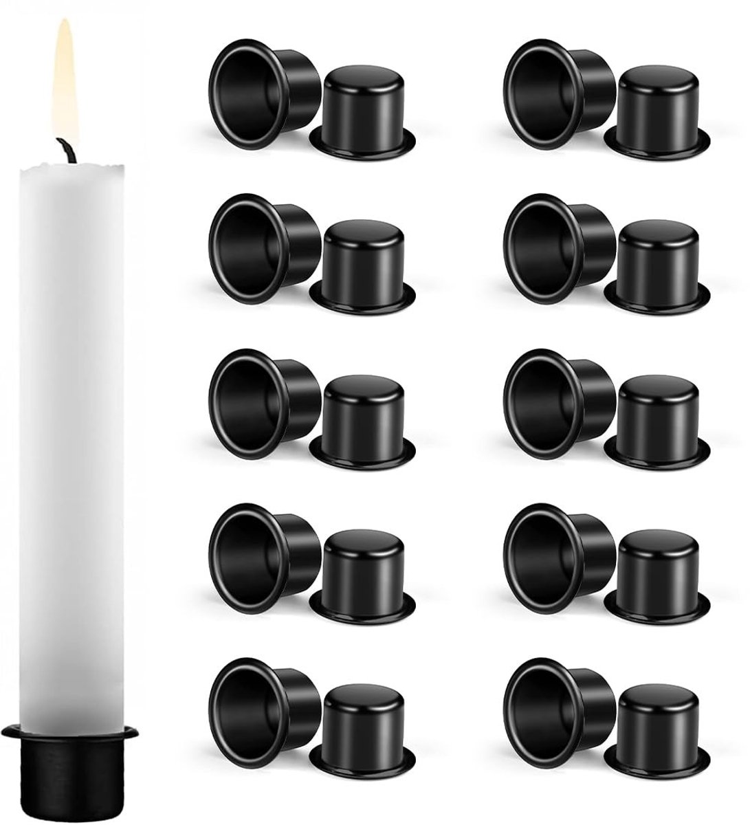 Dailygoods- Kaarshouders Set van 20 - Metalen Kaarshouders - Geschikt voor Staafkaarsen/Boomkaarsen - Zwart - Elegante Decoratie - Veilig en Stabiel - Kaarsenstandaard
