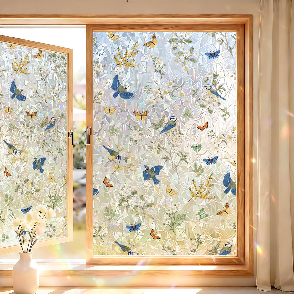 Raamfolie - 2 Stuk 45x120cm - Glas in lood Vensterfilm - Raam film - Raam privacy folie - Statische raamstickers - Decoratieve raamfolie - P