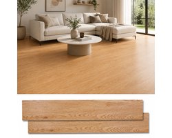 Lemlit Zelfklevende PVC Vloer 5m² - Vinyl Vloertegels Houtlook 36 Stuks - Waterdicht 2 mm - Voor Keuken Woonkamer en Hal - Lichtbruin