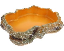 Voerbak Reptielen - Voerbak Schildpad - Voeren en Water Geven - Hoge Kwaliteit Resin - 17.5x23.5x5cm - Bruin