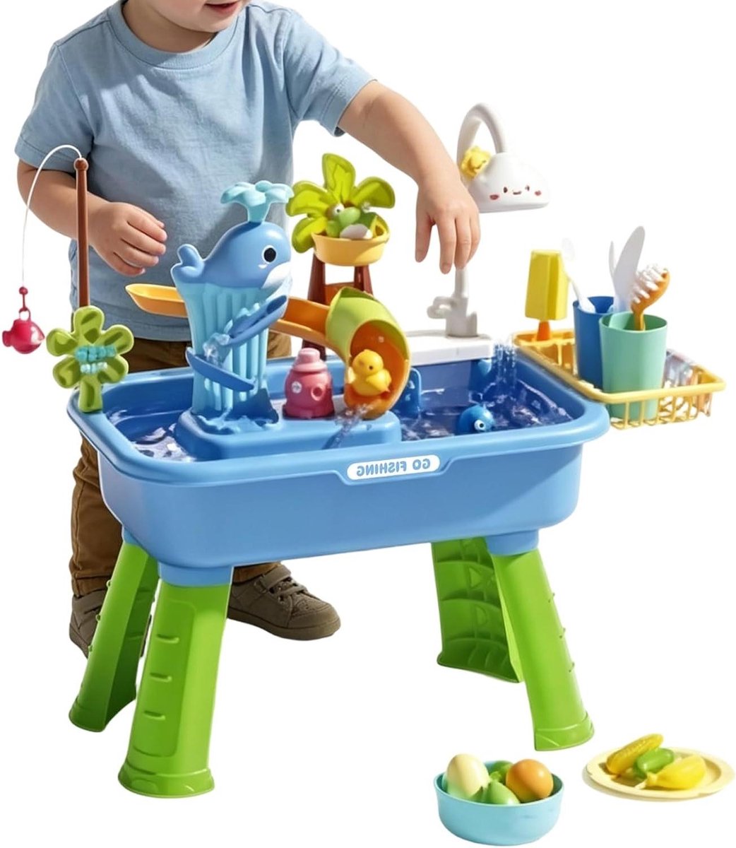Water Tafel - Activiteitenspeelgoed - Buiten Spelen - Ingebouwde Waterpomp - 54 x 53 x 29 cm - Multi