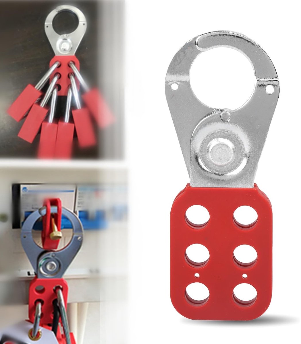 Dailygoods- Hasp 25 Mm - Stalen Veiligheidstangvergrendeling - 6-gaats Beheerssystemen - Roestvrij Staal - Nylon - Isolerend Vermogen - Vergrendeling
