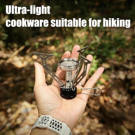 Mini-gasfornuis, 3500 W, ultralicht en inklapbaar, van roestvrij staal, outdoor gasfornuis met opbergdoos, ideaal voor wandelen, kamperen en trekking, picknick van MINI — afbeelding 4