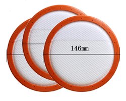 3-delige 146mm Wasbare Ronde Katoen HEPA Filterelementen - Geschikt voor Midea C3-L148B C3-L143B VC14A1-VC Stofzuigers