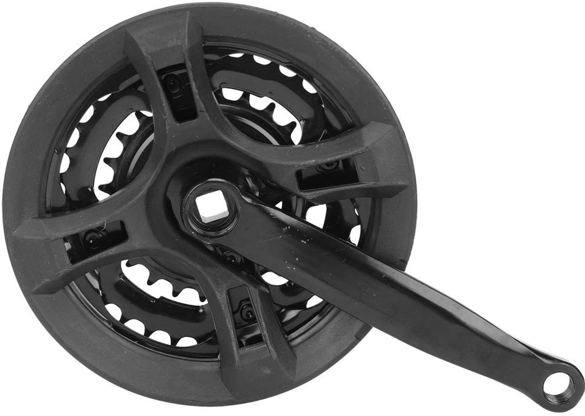 Dailygoods- Crankset 24/34/42T - Fietsslinger - 170 mm - Geschikt voor 21/24/27 speed - Zwart - Hoogwaardig staal