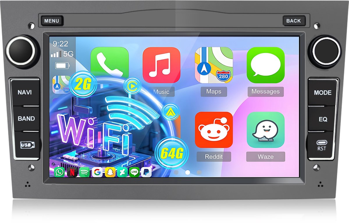 Hexinex - Autoradio - geschikt voor Opel Corsa Astra Meriva Zafira - Carplay Android Auto 2GB + 64GB Bluetooth Wifi