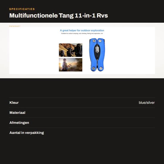 Dailygoody - Multifunctionele Tang - 11-in-1 Rvs Gereedschap met Oxford Tas - Perfect voor Kamperen en Hiken - Gereedschap - Handig en veelzijdig - In... — afbeelding 2
