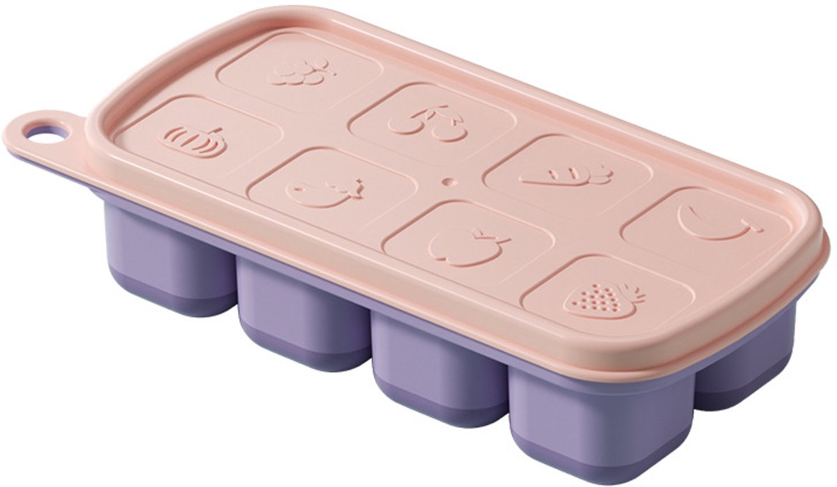 VHV-Ijsblokjesvorm met Deksel - Siliconen Ijsblokjesbakje voor de Vriezer - Stapelbare Ijsvorm - BPA-vrij - Geschikt voor Cocktails, Koffie, Soep en Babyvoeding - Roze