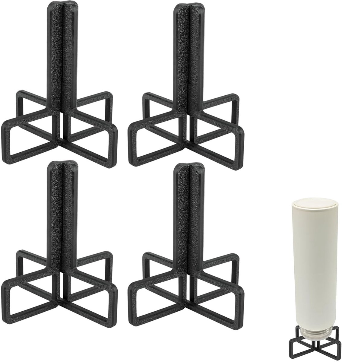 Dailygoods- Flessenafdruiprek Inklapbaar - Flessendrager 4 Stuks - Kunststof - Zwart - Voor Flessen met Halsdiameter > 2,5 cm - Hygiënisch Ontwerp - Flessendroger