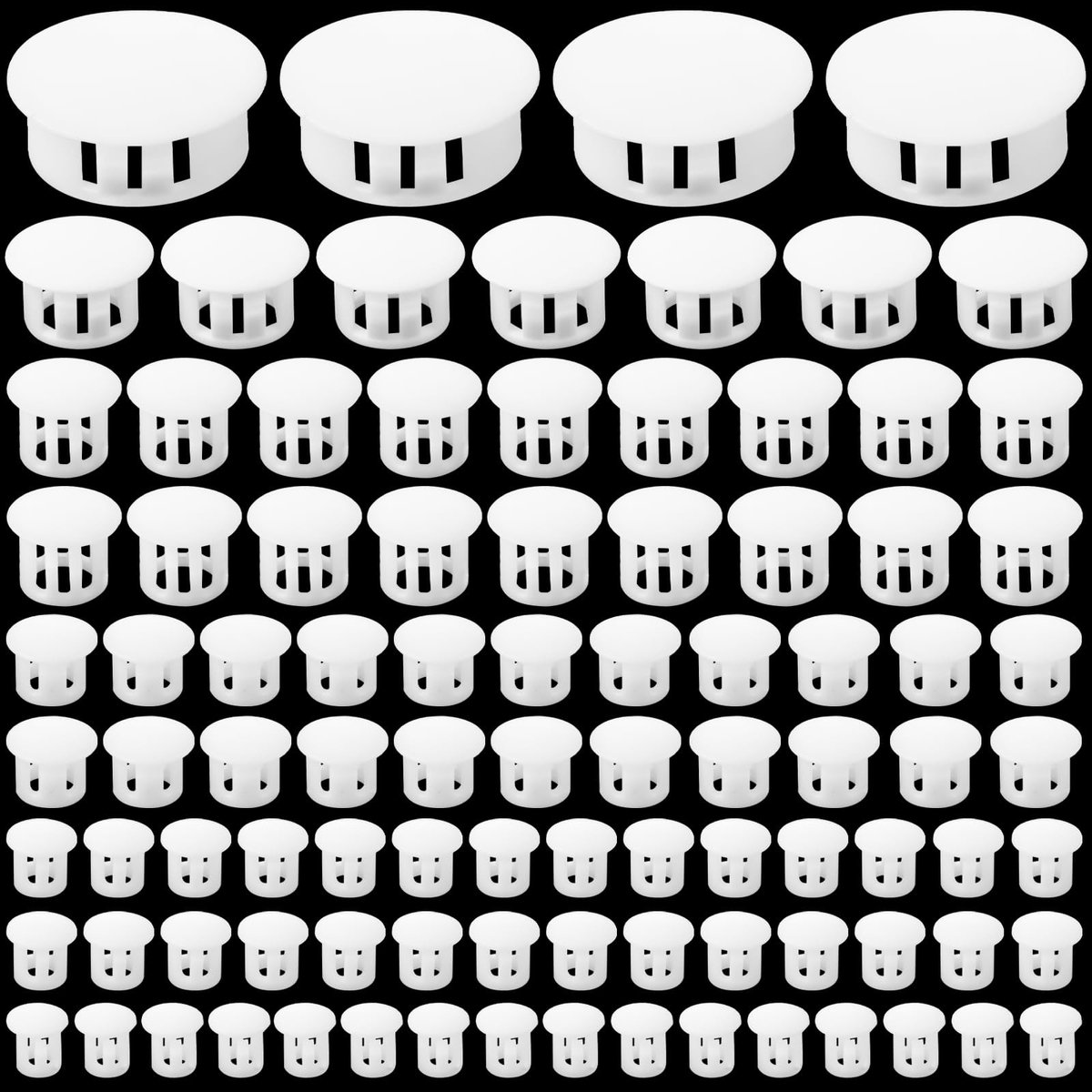 Dailygoods- Gatplug 160 Stuks - Witte Plastic Gatpluggen - 6 Maten - Bevestiging voor Meubels - Vervangingsbehoefte - Geschikt voor Hardware - Afdekkap
