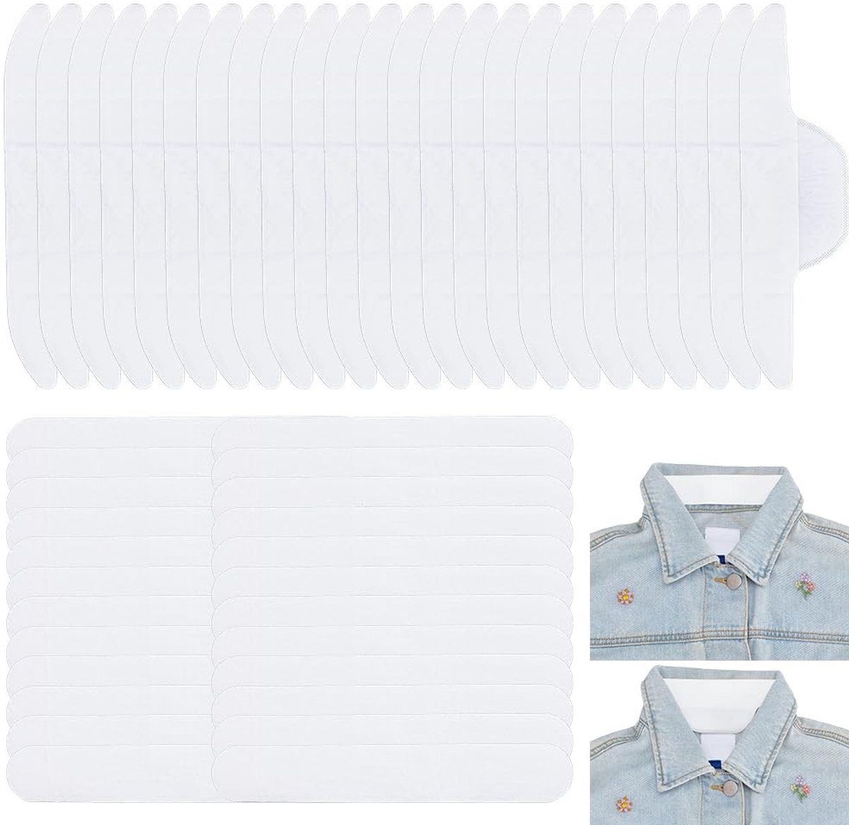 Dailygoods- Kraagbeschermer Zweetabsorberend - 100 Stuks - 2 Modellen - Hoed/Zweetlijn - Bescherming - Geschikt voor Delen - Zweetpads