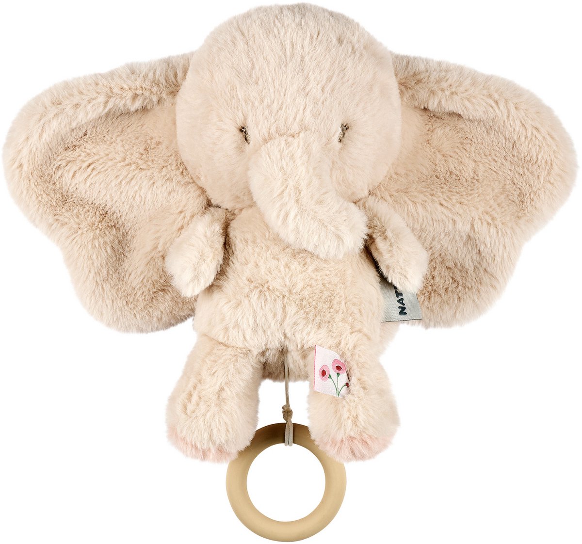 Nattou FanFan Muziekknuffel Olifant - 25 cm - Zachte Knuffel met Muziek - Baby Cadeau - Zand