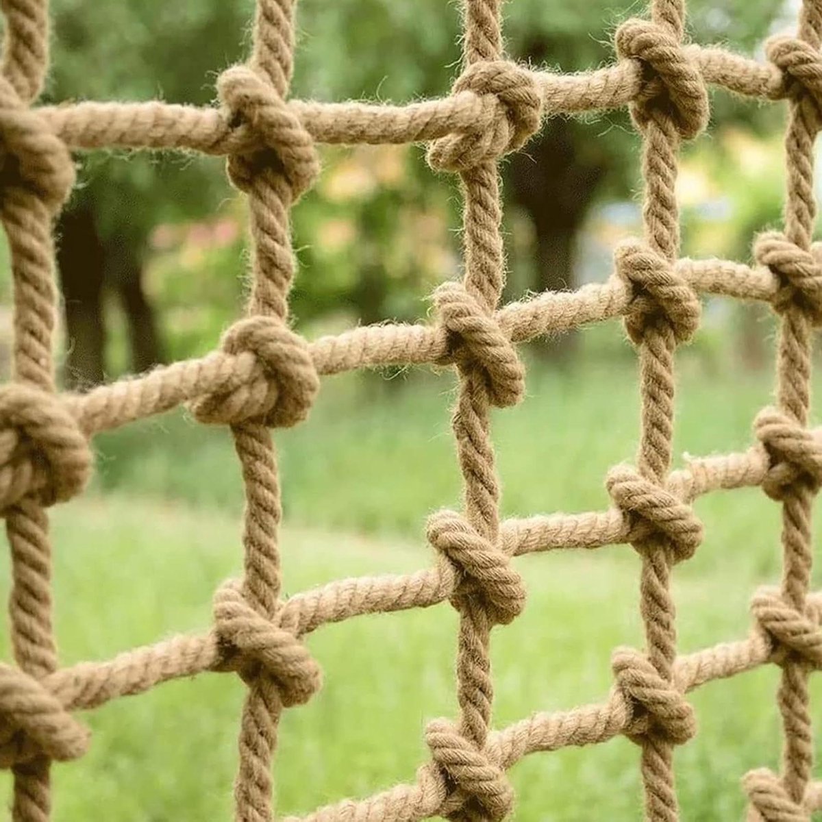 Klimnet Veiligheid - Speeltouw Net - Kinderen Spelen - Versterkte Randen - 2 x 2 m - Natuurlijk Jute