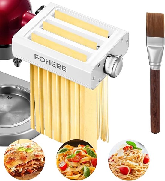 3-in-1 Pastamachine Opzetstuk voor KitchenAid - Pastaroller, Fettuccine- en Spaghettisnijder — afbeelding 2
