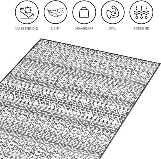Buitentapijt - Picknickkleed Outdoor - Buitenactiviteiten - Dubbelzijdig Bedrukt - 250x400 cm - Zwart Wit — afbeelding 2