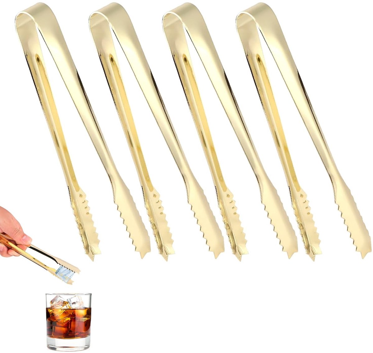 Dailygoods- Ijstang 7 Inch - Roestvrij Staal - Duurzaam - Bar Tang - Suikerklontjes - Glanzend Zilver - Perfect voor Ijsemmer