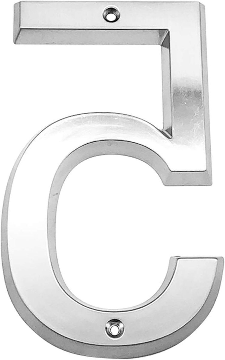 JINchao-house nummerplaat, Zeer groot huisnummer, geborsteld nikkel 152mm, deur adresnummer zinklegering schroef gemonteerd buiten adresteken # 0-9, decoratie accessoires (kleur: geborsteld Nicke 5)