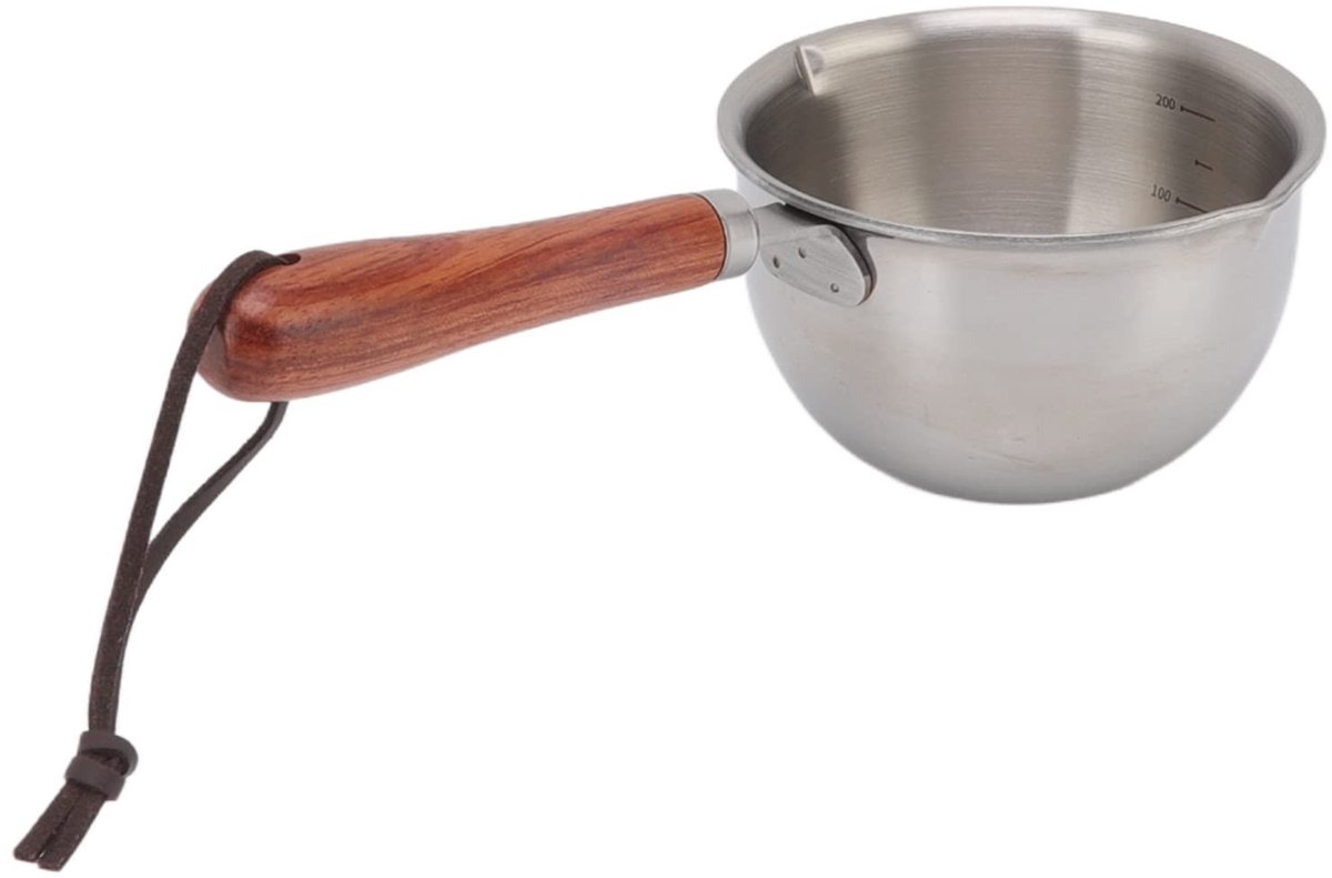 Dailygoods- Boterverwarmer Roestvrij Staal - Mini Steelpan - Koffiemelkverwarmer - Vaatwasmachinebestendig - 300ml Inhoud - Ergonomische Handgreep - Melkpan