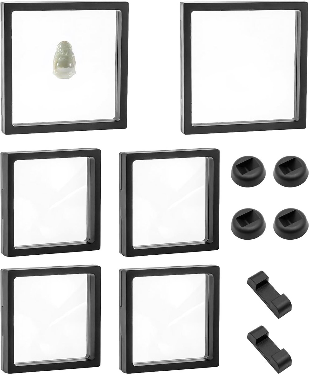 Dailygoods- Presentatiedoos 18 x 18 cm - Displaybox 11 x 11 cm - Ronde Sokkel 5,5 x 1,7 cm - Vierkante Sokkel 4,5 x 1,5 x 2 cm - Stofdicht - Duurzaam Plastic - Displaydoos