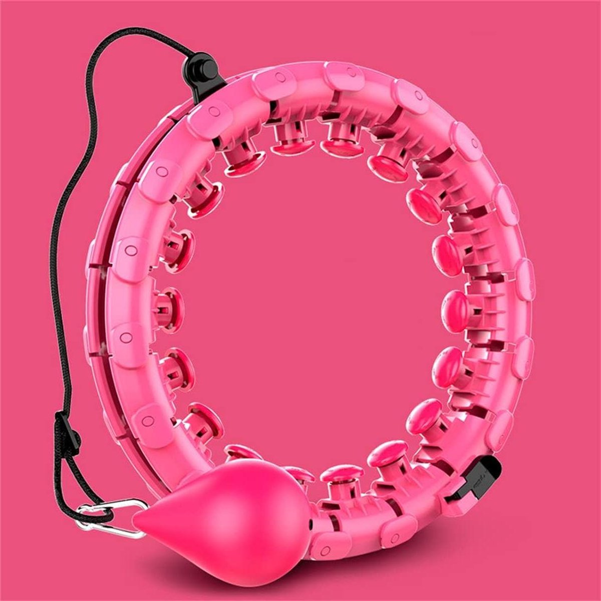 Verstelbare Hoepel - Fitness Cirkel - Buiktraining Thuis - 2-in-1 Ontwerp - 24 Knopen - Roze