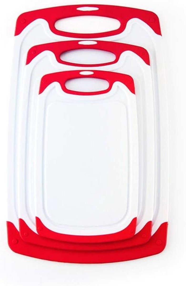 Snijplank Set - Hakplank Flexibel - Keukenwerk Voorbereiden - Vaatwasserbestendig - 25/31.4/40cm - Rood