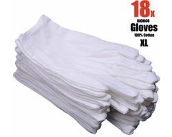 18 Stuks/9 Paar Katoenen Handschoen Wit XL - Katoenen Handschoen Wit – Munt Handschoen - Gezondheidszorg - Ziekenhuis - Beauty Center – Kapper - Jewelry - eczeem - allergie - juweliers – Handschoenen 100% Katoen maat XL