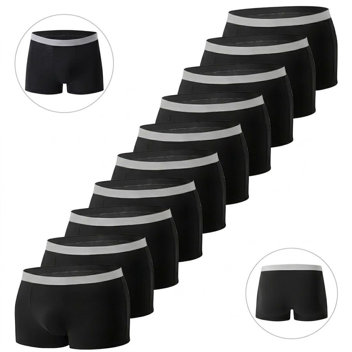 Zwarte Heren Boxershorts Ondergoed Set van 10 Stretch Boxer Shorts Ademend Comfort Ondergoed Elastische MEN Tailleband Sport Boxers Maat M