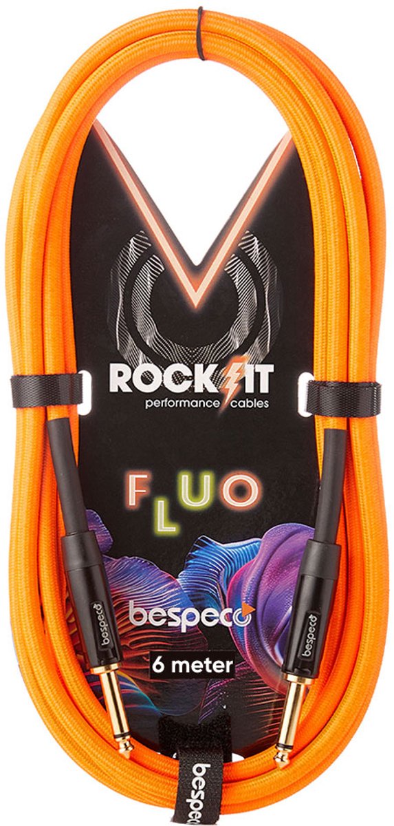 Bespeco RKJJ600FOR Rock-It Fluo Series Fluo Oranje Gitaarkabel 6 Meter
