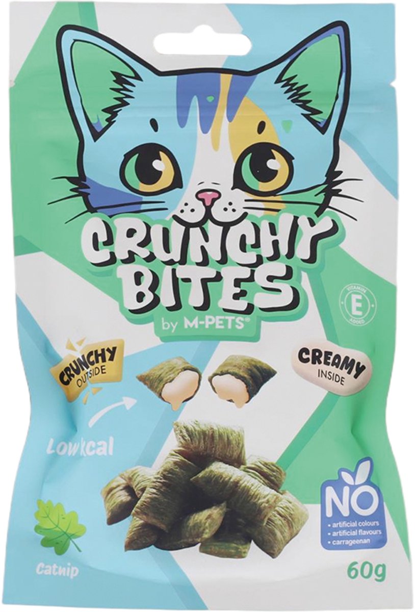 M-PETS CRUNCHY BITES kat snack kattenkruid - 60 g - per 12