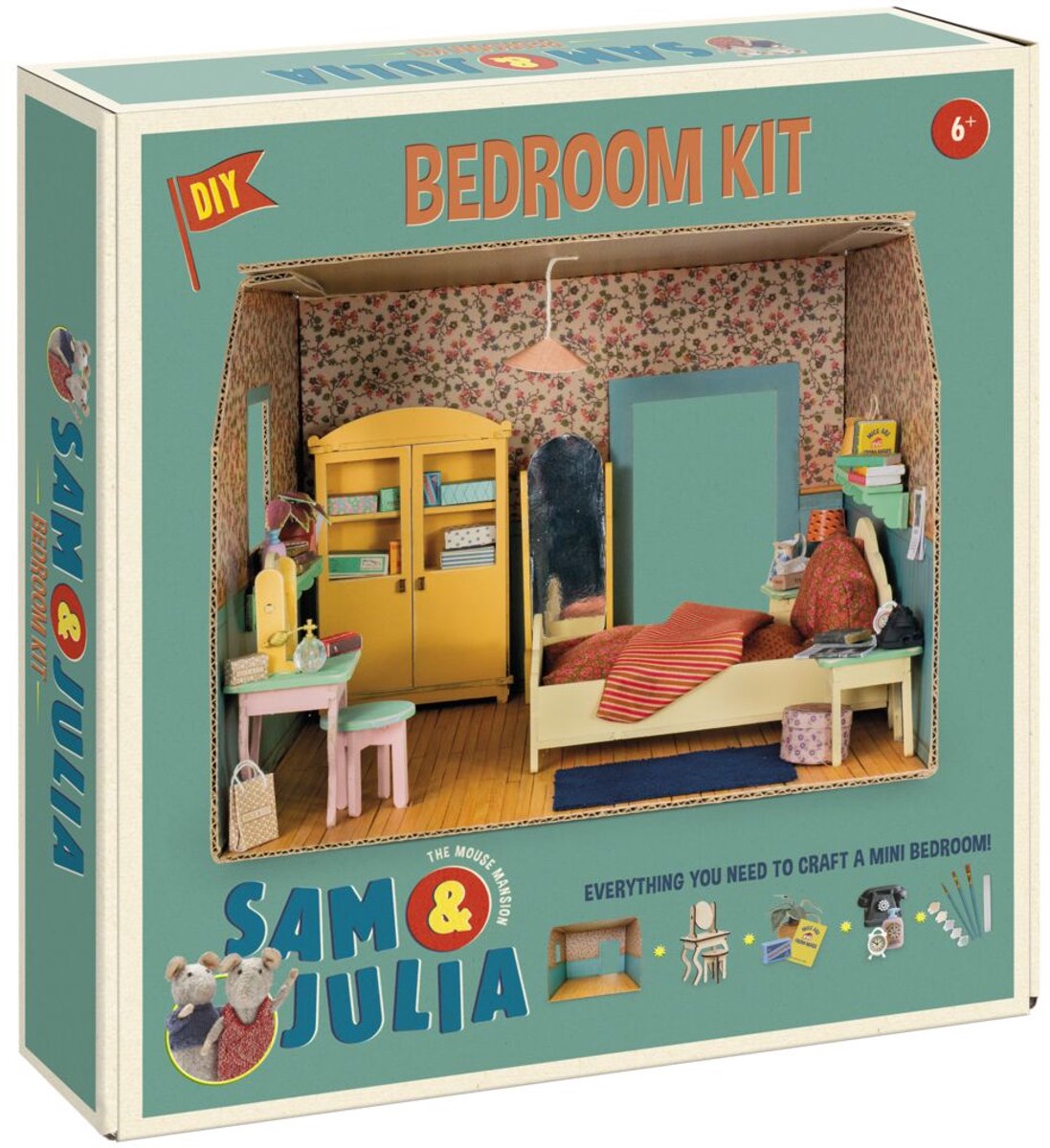 Sam & Julia Het Muizenhuis Miniatuur-slaapkamer knutselpakket - Speelgoed kinderen - Schaal 1:12 - Knutselen - Voor meisjes en jongens - Bambolino Toys