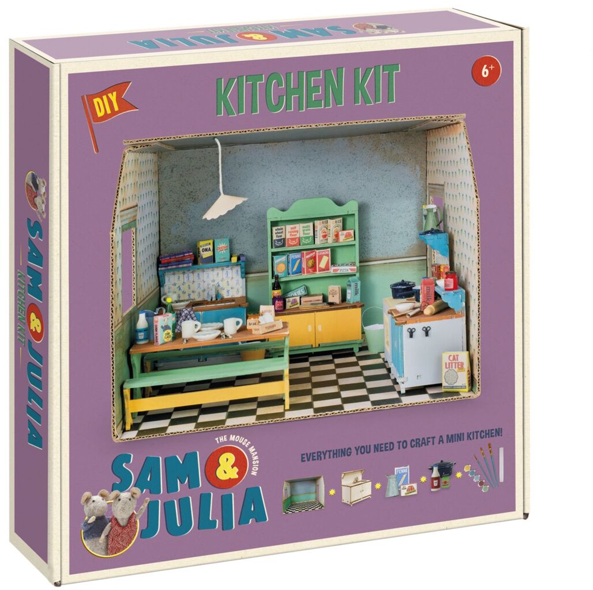 Sam & Julia Het Muizenhuis Miniatuur-keuken knutselpakket - Speelgoed kinderen - Schaal 1:12 - Knutselen - Voor meisjes en jongens - Bambolino Toys