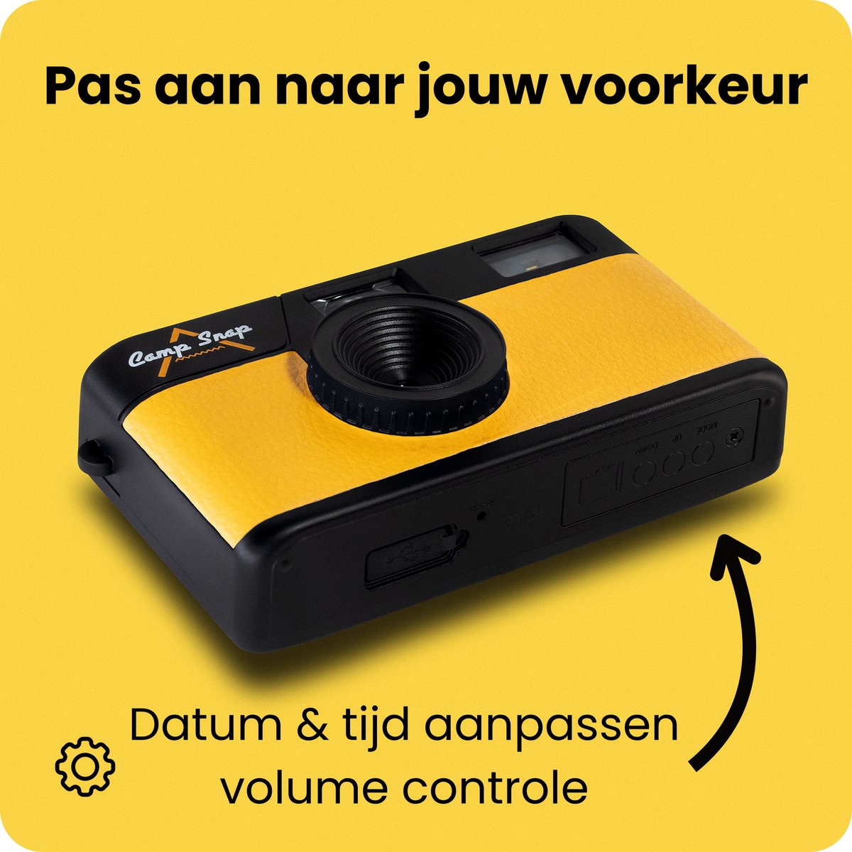 Campsnap Digitale Camera - Schermvrije Retro Fotocamera - 8 Megapixel - 2000 foto's - Minimalistisch Vintage Design - Met Flits - Oplaadbaar - 4GB - Geel thumbnail 8