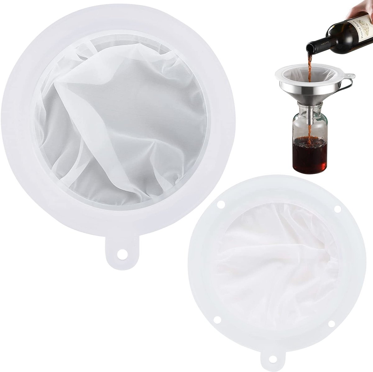 Dailygoods- Zeeffilter 2 Stuks - Fijne Mesh 400/200 - Diameter 14/16 cm - Voedselveilig Materiaal - Duurzaam Nylon/PP Frame - Voor Sap/Oliën/Melk/Koffie/Wijn - Filterzeef