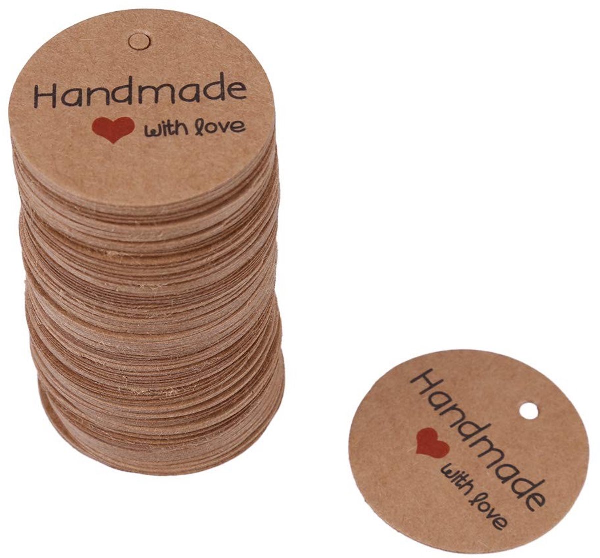 Dailygoods- Etiketten Ronde Kraftpapier - 100 Stuks - Etiketten Stickers - Papieren Hangers - Doe-Het-Zelf Decoratie - 3,5 x 3,5 cm - Labels