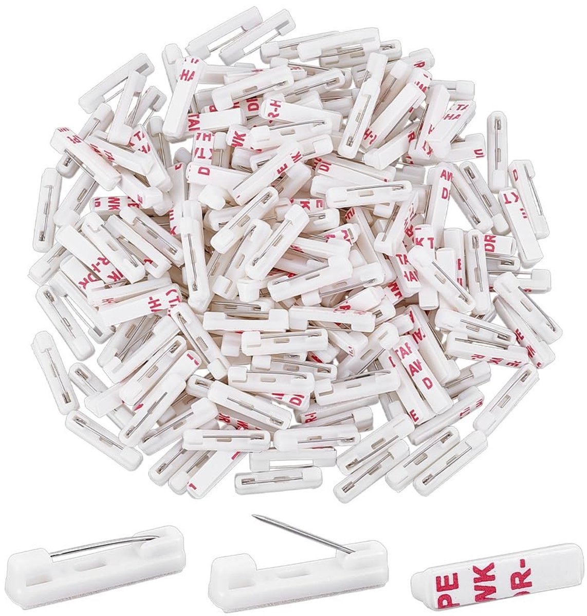 Dailygoods- Veiligheidspeld 200 stuks - Kunststof Spelden - ID Badge Spelden - Knutselnaalden - Naamlabel Spelden - Elegante Kleurcombinatie - Naalden