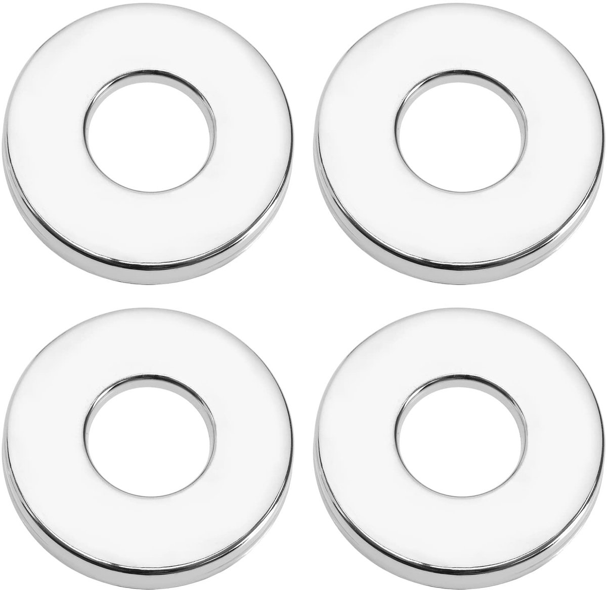 Dailygoods- Douchebuisafdekking 4 Stuks - Roestvrij Staal - Chroom - Buitendiameter 62 mm - Binnendiameter 26 mm - Hoogte 8 mm - Afdekking