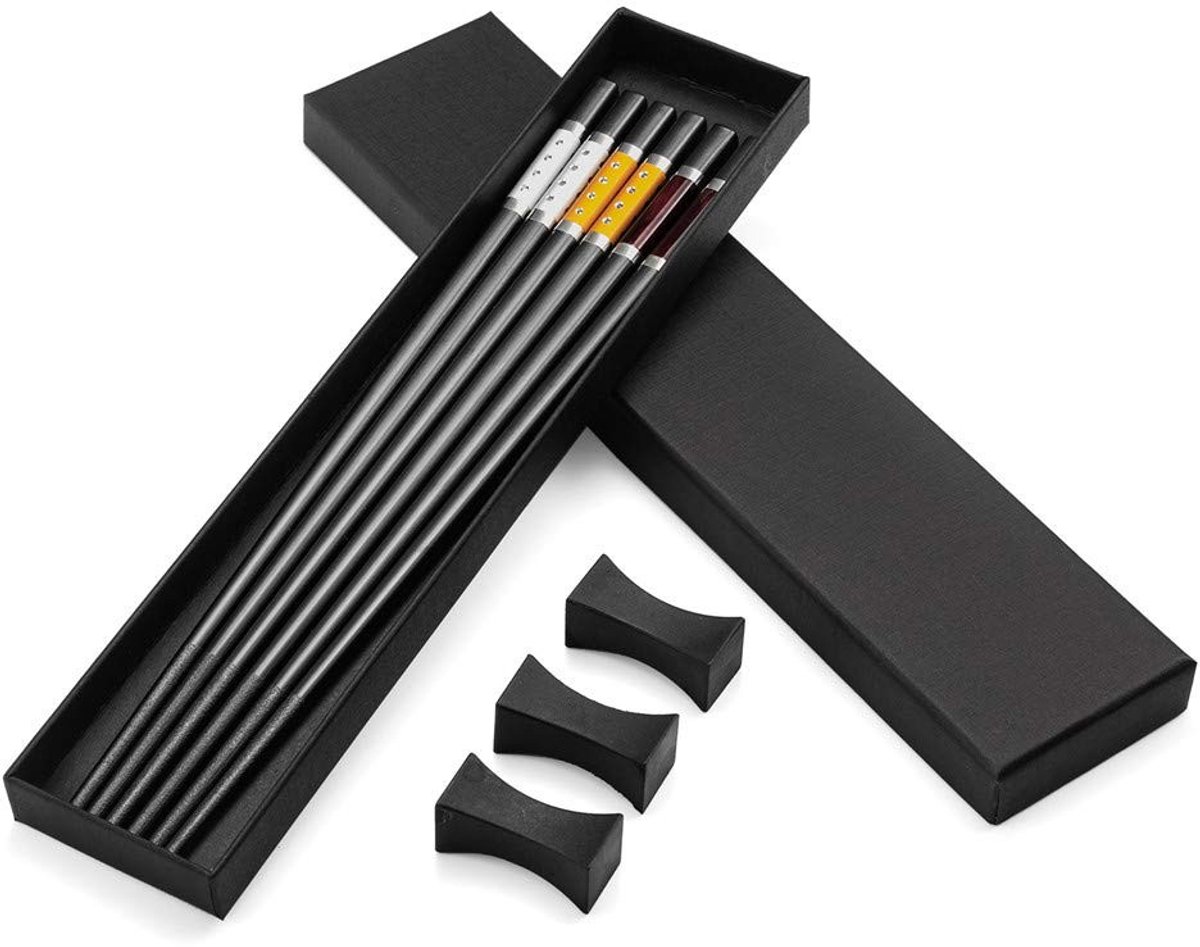 Dailygoods- Eetstokjes Hoogwaardige Legering - Eetstokjes Houder - Eetstokjes Vaatwasserbestendig - Eetstokjes Kinderen - Herbruikbaar - Lengte 24,3 cm - Chopsticks