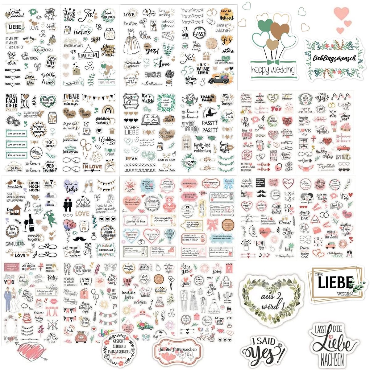 Dailygoods- Bruiloftsstickers 10 Stuks - Zelfklevende Gunststickers - Gastenboekstickers - Voor Fotoalbums/Karten/Geschenken - Hoogwaardig PVC-Materiaal - Decoratiestickers