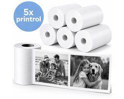 Luumuu® Thermische Printrollen Set Van 5 - Navulling Voor Digitale Kindercamera Met Foto Printer - Papierrollen - Printpapier - Goed voor 350 Foto's - Wit - BPA-Vrij - Incl. Stickervel - Incl. Ebook
