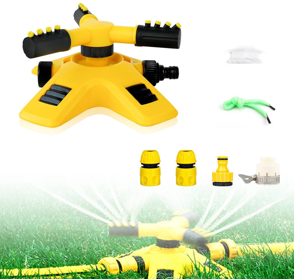 Dailygoods- Irrigatiesysteem 360° draaibaar - Sproeier 12 gaten - Tuinirrigatiesysteem - Gazonsproeier - ABS-kunststof - Verstelbare hoek