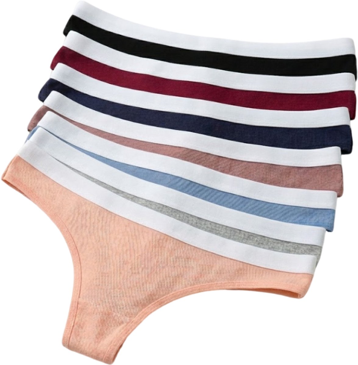 Zwarte Rode Blauwe Roze Grijze Dames Stringslips Ondergoed Set van 7 Lage Taille Stretch String Slipjes Elastische LOVE Tailleband Comfort Ondergoed Maat M