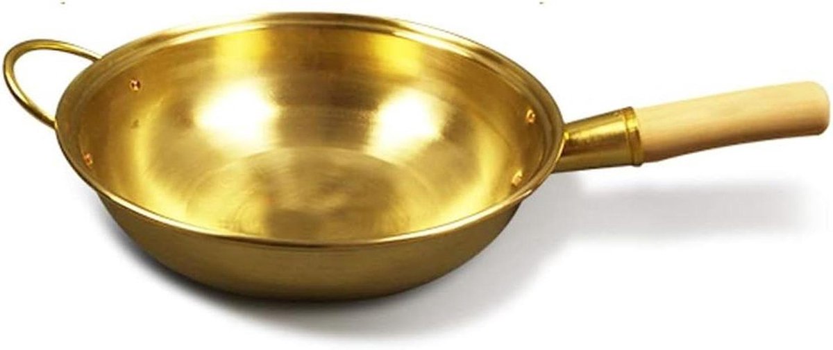 Koperen Pan - Wok Koekenpan - Koken en Bakken - Snelle Warmtegeleiding - 34 cm - Koper